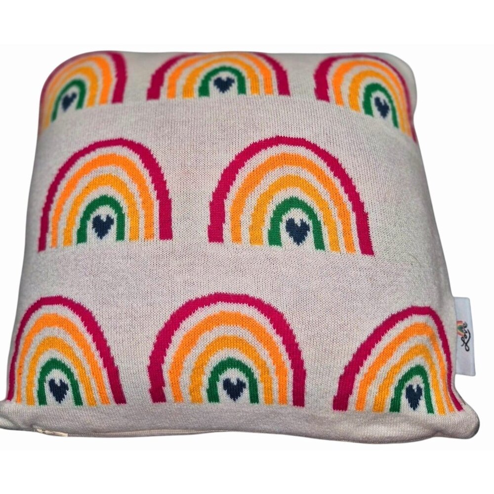 Rainbow Pattern Throw Pillow Cover With Zipper Closure 16x16 Inches Cotton Blend